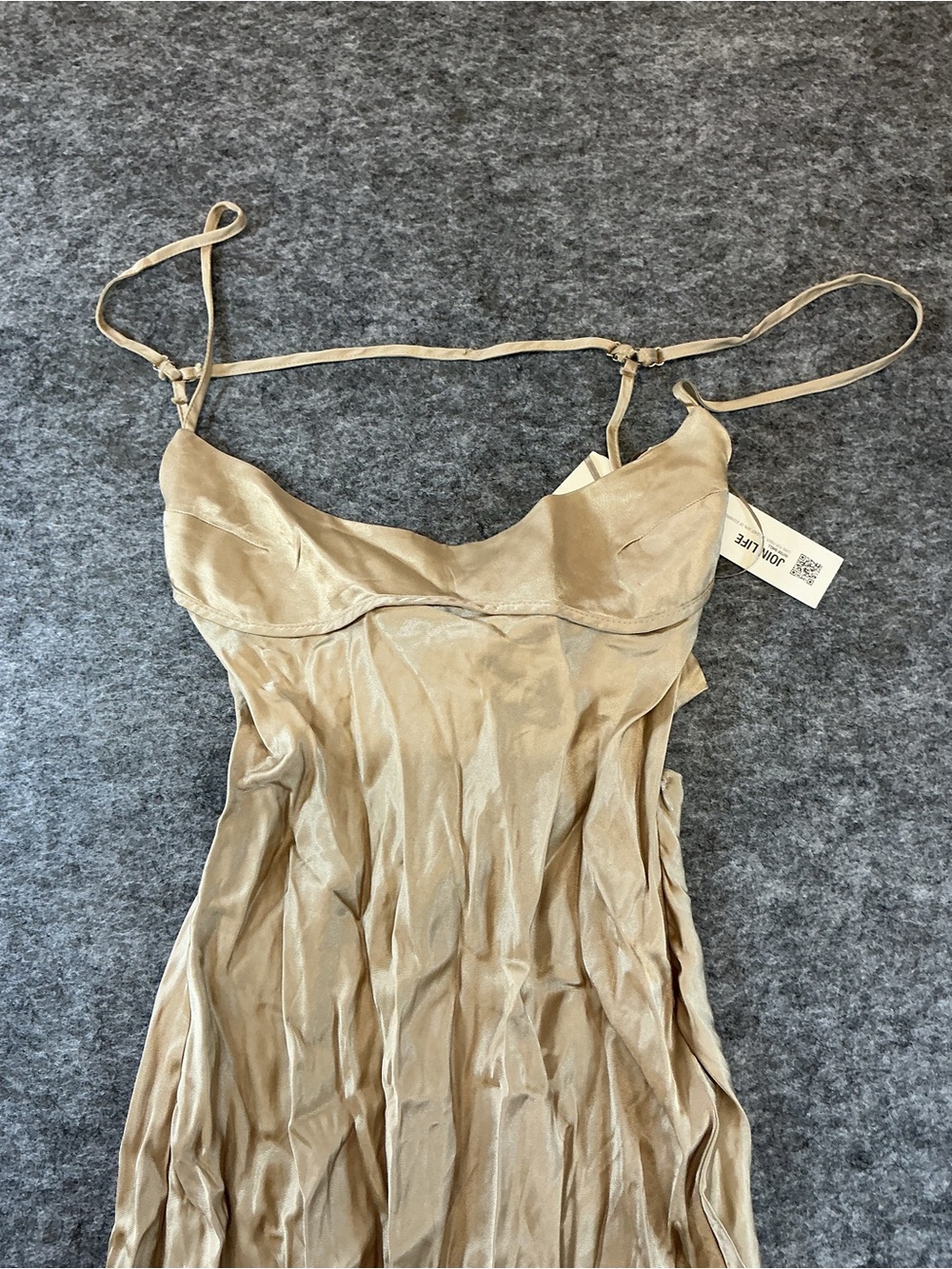 Zara Satin-Look Slip Maxi Dress in Beige Size M - Picture 2 of 4